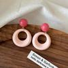 Dopamine Color Circle Earrings Women's Summer Personality Sweet Versatile Silver Needle Earrings Fashion Design Contrasting Color Earrings