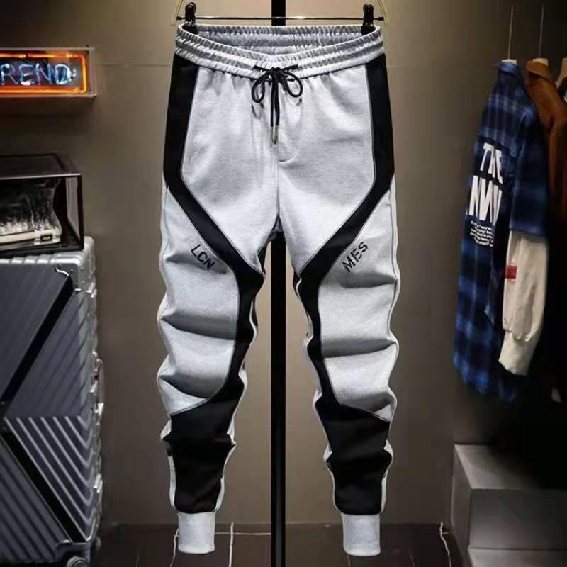 Men's Large Korean-Style Trendy Loose Sweatpants with Cuffed Stitching