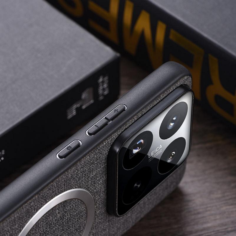 Magsafe Magnetic Plain Leather Case For Xiaomi 15 Pro Mi 15 14T Pro 14 Ultra Xiaomi14T Cloth Wireless Charging Cover