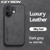 KEYSION Luxury Retro PU Leather Phone Case for VIVO V60 Soft Silicone+PC Shockproof Phone Back Cover for VIVO V60 5G