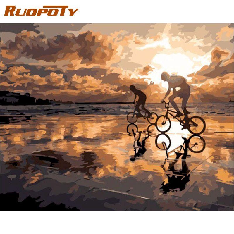 RUOPOTY Frameless Landscape Oil Painting Picture Diy Painting By Numbers Wall Art Canvas By Numbers For Home Decors Artwork 40x50CM
