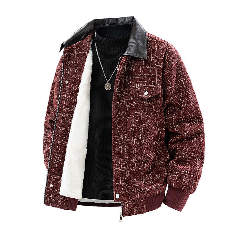 

Men s Winter Retro Houndstooth Velvet-Lined Jacket Coat – Stylish, Casual, and High Quality M