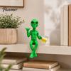 Cool Alien Statue for Gaming Room Fuunny Statue, Green with Beer Glass Figurine, Home Office Decorative Figures E-sports Bar Pub Game Desktop