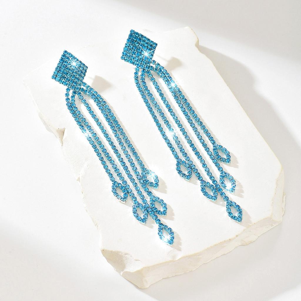 Super Flash Water Drop Full Diamond Fringed Earrings Women'S Long Temperament Super Fairy Fashion Thin High-End Earrings