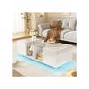 Modern Coffee Table - MUVOE - 120x50 Cm - LED Lighting - Glossy Top - Practical Storage