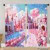 Piece Set High Definition Digital Printed Curtainspink Candy Castle Fantasy Colorful Cartoon Stylehome Decoration Style Curtains Made Of Polyester