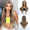 Hot-selling gradual change blond wig long curly hair chemical fiber hair high temperature silk female full headgear wigs factory spot