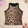 Bead, Leopard Print, Vest, Sexy, Exposed Waist, Color Blocking, Sleeveless Top for Women