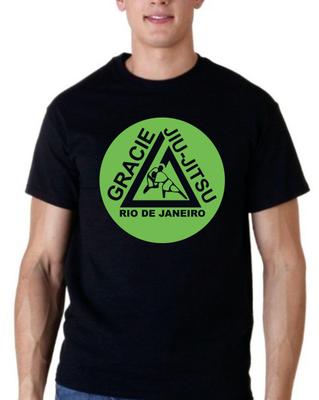 Camiseta Gracie Fighter MMA Jiu Jitsu verde Río de Janeiro
