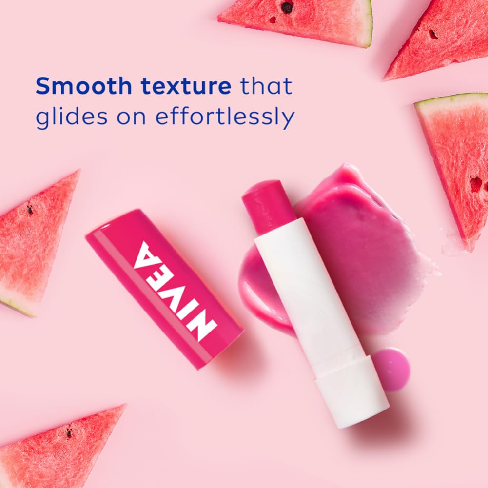 NIVEA Watermelon Shine Lip Balm 4.8g Pack Of 1 For Soft Glossy Lips With Natural Oils Long Lasting Moisture Care