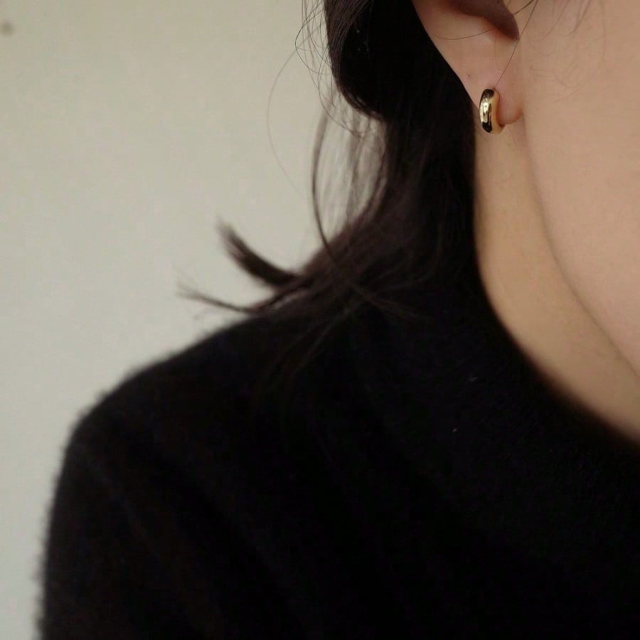 Silver Small Ear Buckle Gold Color Hoop Earrings Women's Minimalist Style High Sense Ear Jewelry