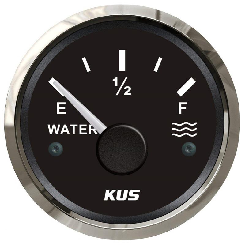 KUS 52mm Pointer Water Level Meters 0-190ohm or 240-33ohm Input Signal Water Level Gauges with Yellow Red Backlight 12v/24v 0-190ohm Black