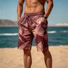 Men's gradient geometric print quick drying beach shorts, breathable and fashionable, suitable for all summer occasions.