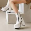 Women's High-heeled Short Boots Autumn and Winter New European and American Style Waterproof Table Thick-heeled Large-size Short Boots