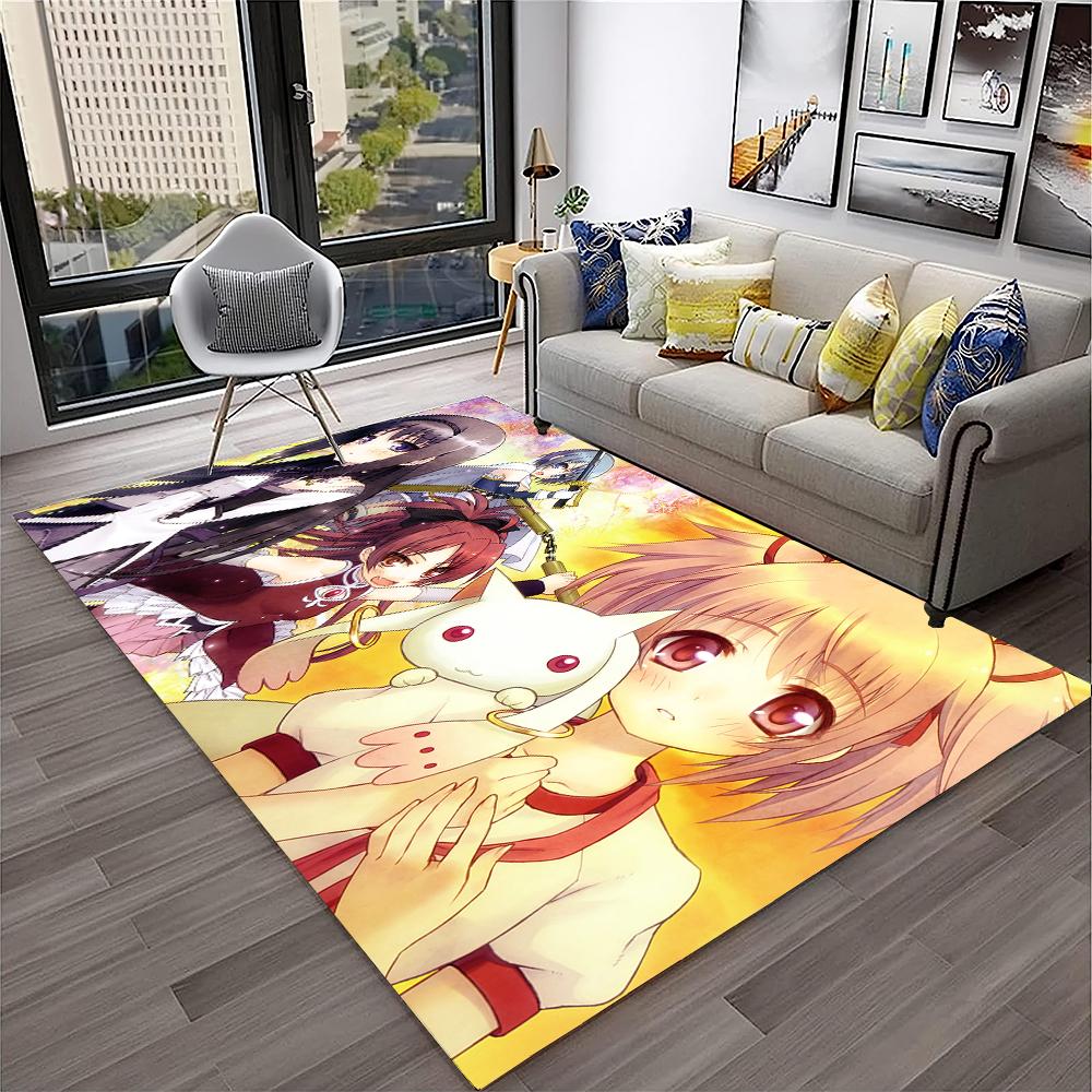 3D Cartoon Puella Magi Madoka Magica Carpet Rug for Home Living Room Bedroom Sofa Doormat Decor,kids Area Rug Non-slip Floor Mat