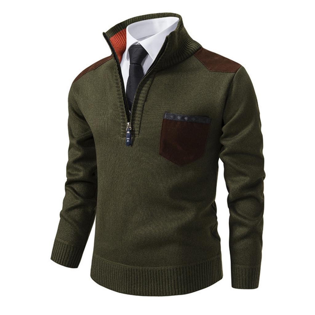 Men's JumperSweaters Knit Sweater Ribbed Knit Regular Tops Splice Knitted Color Block Stand Collar Fashion