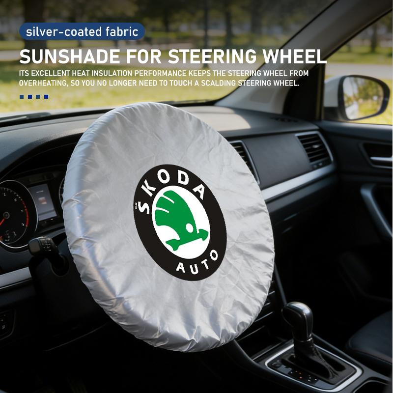 For Skoda Car Steering Wheel Sun Shade Cover Silver Anti-Heat Sunscreen Cover Octavia Superb RAPID FABIA KAMIQ KAROQ KODIAQ YETI xkbf53