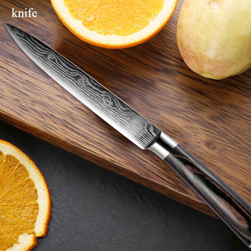 Color wood handle fruit knife Household fruit peeler Portable kitchen Butcher knife Beef knife