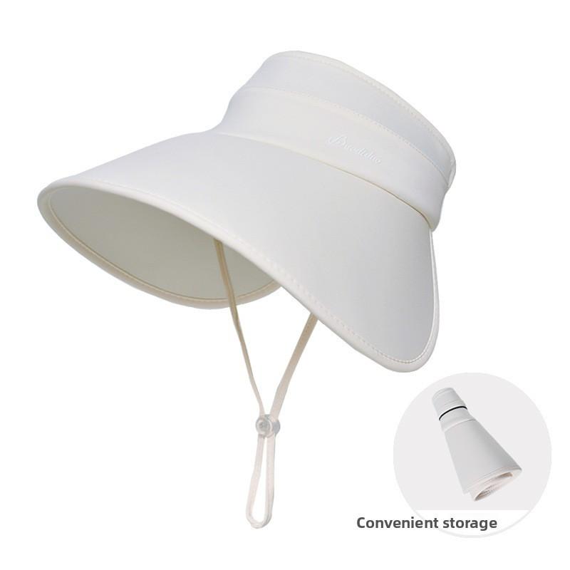 Ice Silk Summer Sun Protection Hat With Wide Brim And Letter Prints For Women