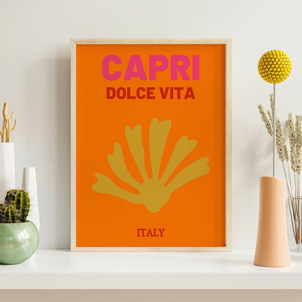 Colorful Travel Poster Maximalist Art Print Mykonos Ibiza Maimi Bondi Canvas Painting Wall Picture For Living Room Bedroom Decor