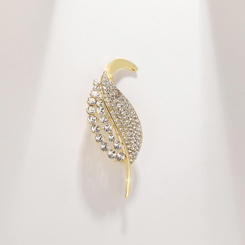 Rhinestone Leaf Brooch: Elegant Clothing Accessory and Corsage Pin
