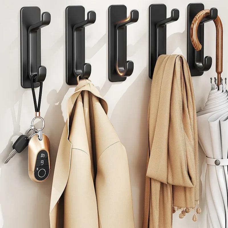 5PCS Heavy Duty Self-Adhesive Hooks, No Drilling Required-Strong Plastic Wall Hooks for Bathroom,Kitchen,Wardrobe & Door Storage