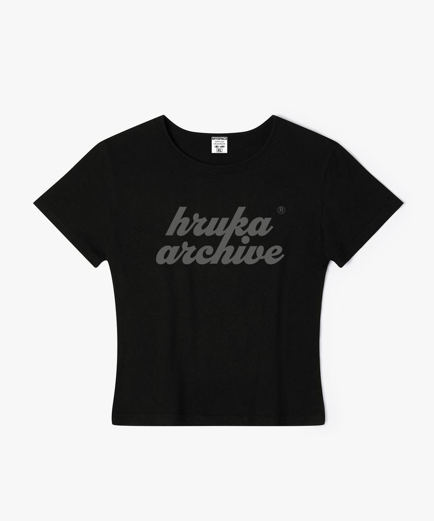 Hilukaakaibeu Overlap Charcoal Logo Women'S Slim Fit Short Sleeve T-Shirt
