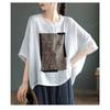 Linen T Shirt Women Art Vintage Print Loose Fashion Casual Short Sleeve Oversized Blouse Summer Trend Thin