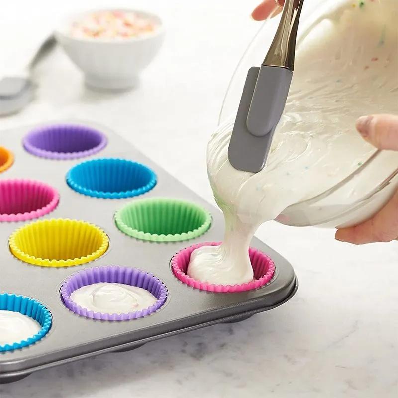 12/24Pcs Silicone Cup Cake Tool Bakeware Baking Mold Cupcake and Muffin for Cake Making Kitchen