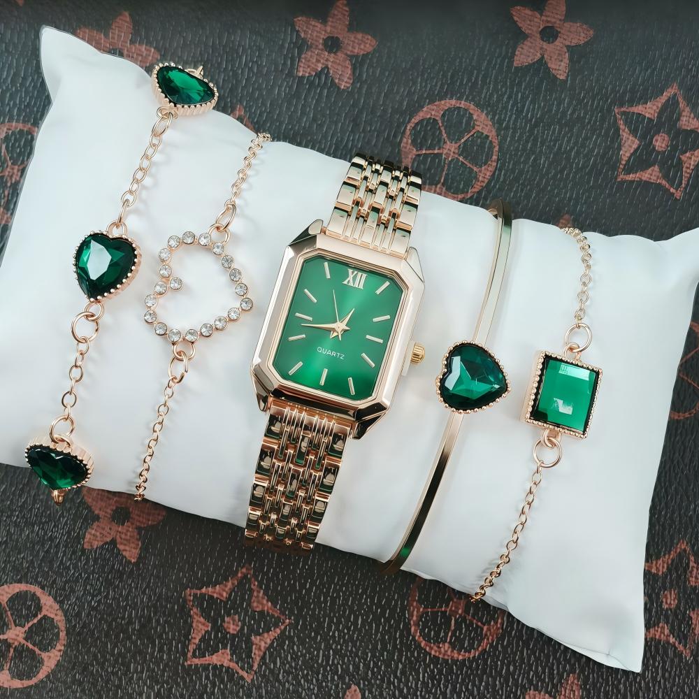 LP43  Gift Set Fashion Square Watch Stainless Steel Women Wristwatch Luxury Casual Dress Watches Without Box for Ladies