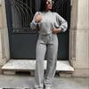 Damen Casual 2-teiliges Set Amerikanischer Stil Hoodie Jacke und Jogginghose Streetwear Sportbekleidung