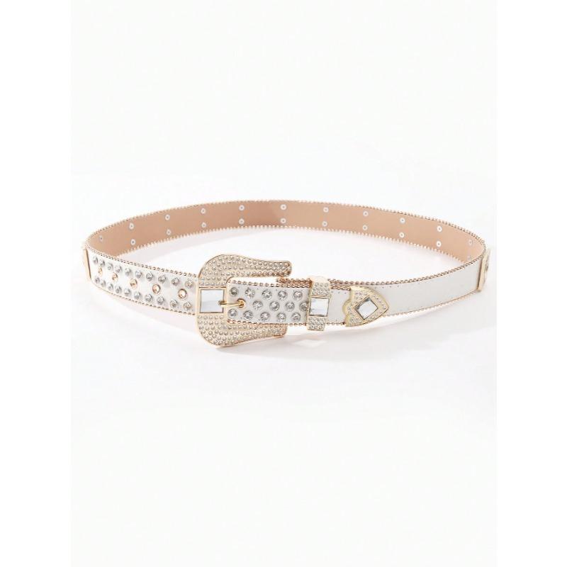 Belt Ins Wind Rhombus Gem Personalized Design Totem Rhinestone Belt, Versatile Fashion Trend Belt