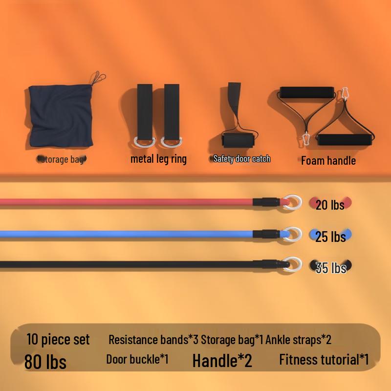 Home Fitness Resistance Band 10-Piece Set