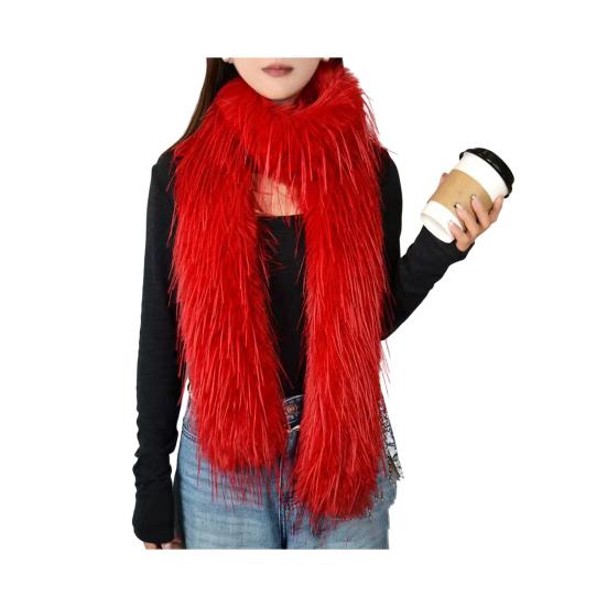 Women Scarf Solid Color Imitation Turkey Feathers Long Scarf Autumn Winter Warm Scarf Daily Party Street Wear