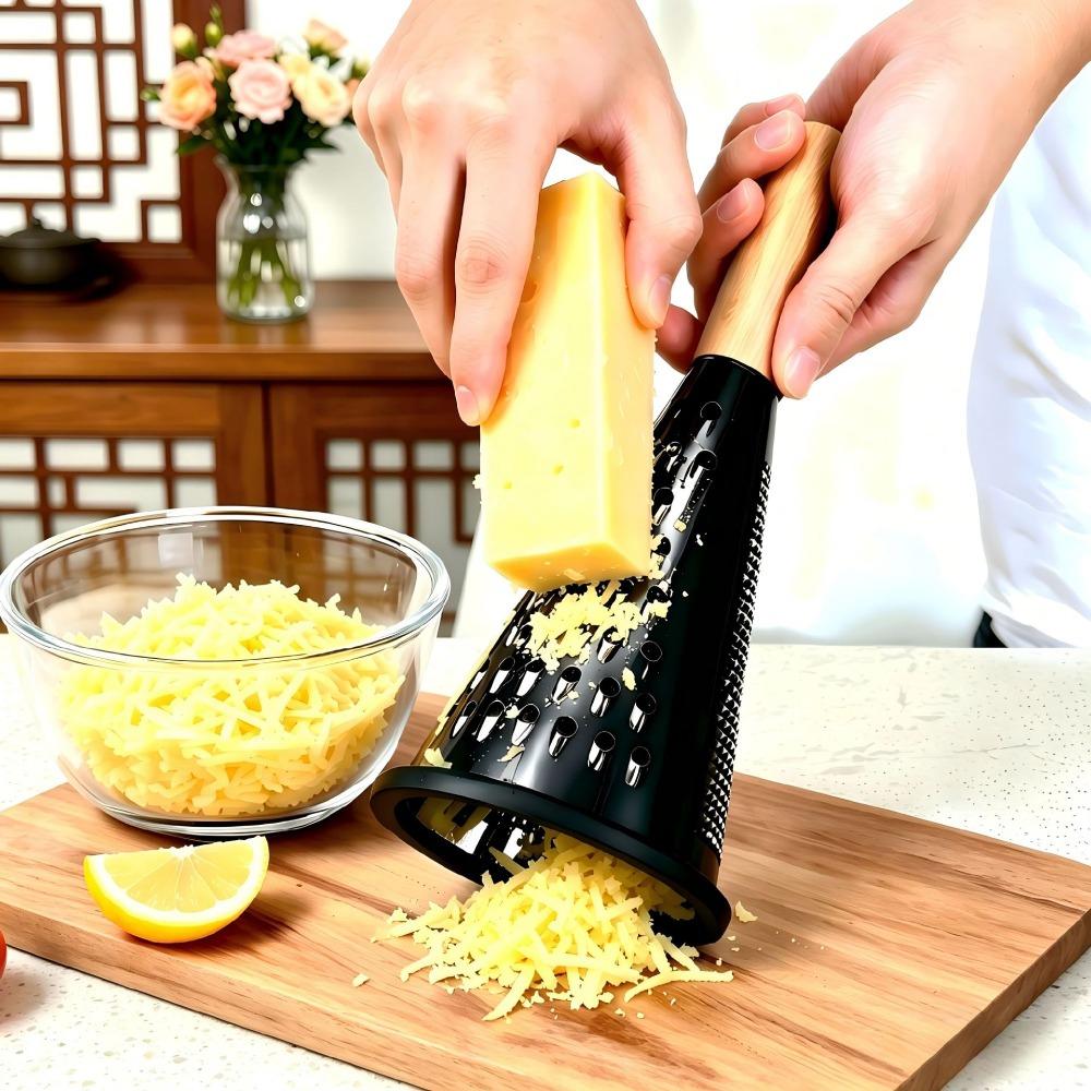 Stainless Steel Black Conical Vegetable Grater Wooden Handle Garlic Grinder Cheese Grater Home