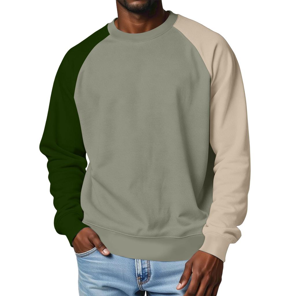 Pánská mikina s kulatým výstřihem, raglánovými rukávy, fleecovou podšívkou, silná, jednobarevná