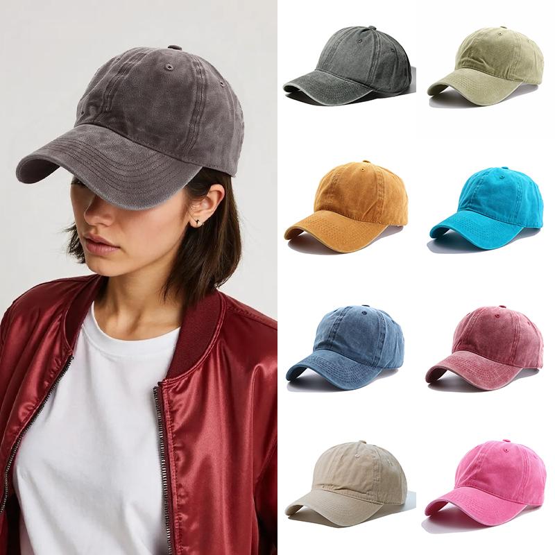 1 Stück gewaschene Baumwolle Sommer Baseballkappe Sport Herren/Damen Verstellbare Sonnenhüte Erwachsene Einfarbig