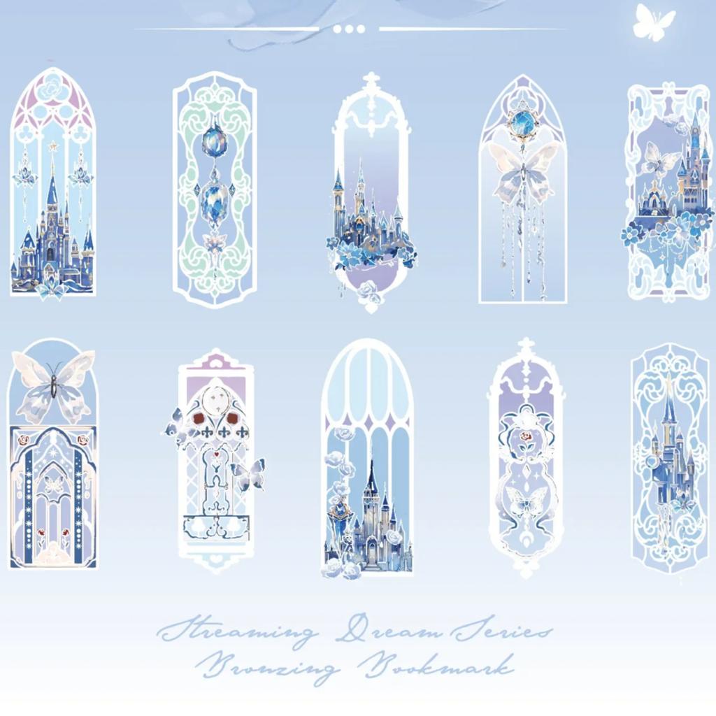 10Pcs/set Exquisite Dreamy Series Bookmark PVC Reading Book Mark Kawaii Book Page Marker Message Card Stationery Supplies