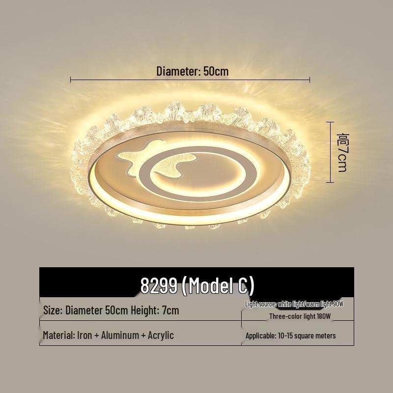 Elegant Crystal Ceiling Light - Modern, Minimalist, Eye-Protection Design for Luxury Bedrooms