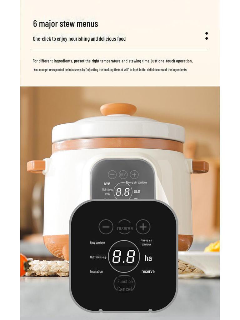 Multifunktionaler elektrischer Kochtopf für Brei & Suppe - Mini Keramik mit Timer & Terminfunktion