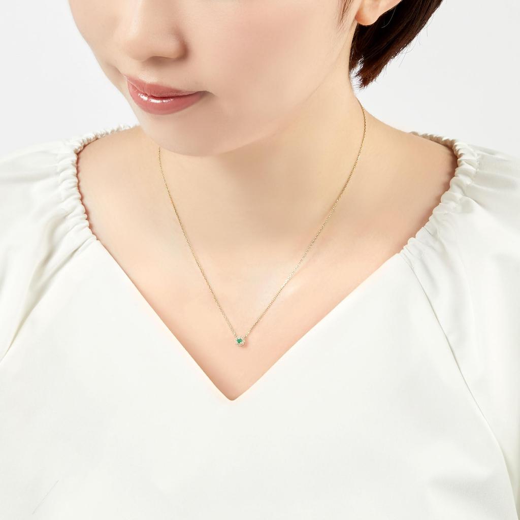 Vendome Aoyama Necklace K18 Yellow Gold Emerald Diamond Circle AGVN611940EM [Official]