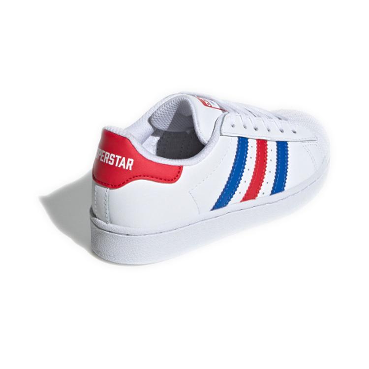 Adidas Originals SUPERSTAR Comfortable Slip Resistant Low top Kids' Skateboarding Shoes White Blue Red FV3689