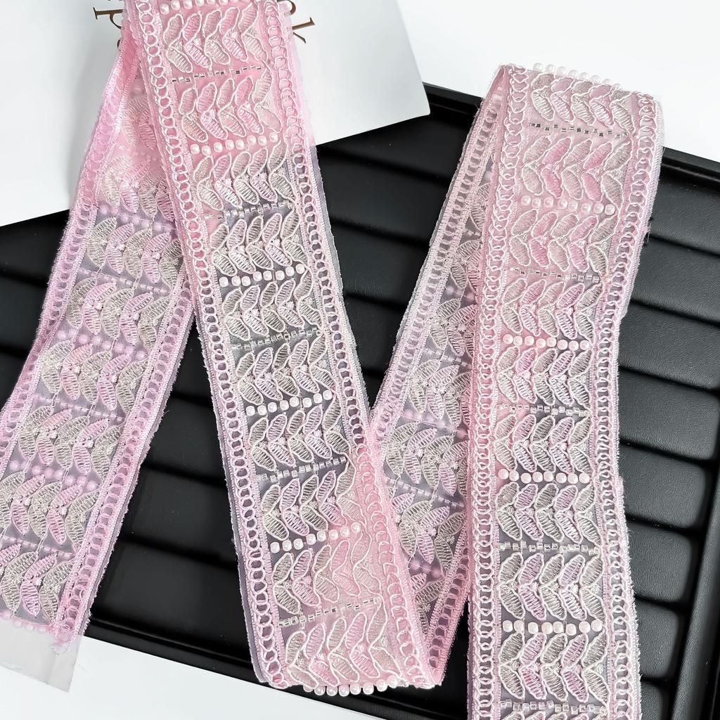 5.5Cm New Chinese Exotic Handmade Bead Embroidery Barcode Strand Diy Hanfu Cuff Accessories Edge Lace Accessories