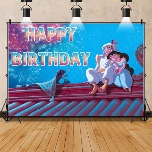 Princess Jasmine Aladdin Theme Background Children Girls Birthday Party Decoration Background Banner Baby Shower Supplies Props