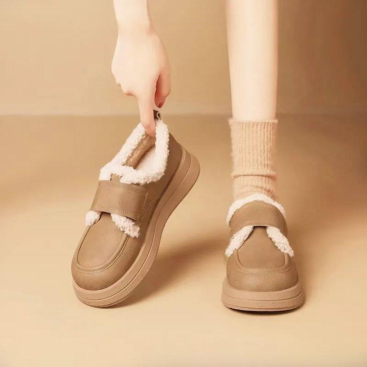 

thick-soled plush snow boots women s 2024 new winter plush thickened cotton shoes versatile warm and non-slip Martin boots 40