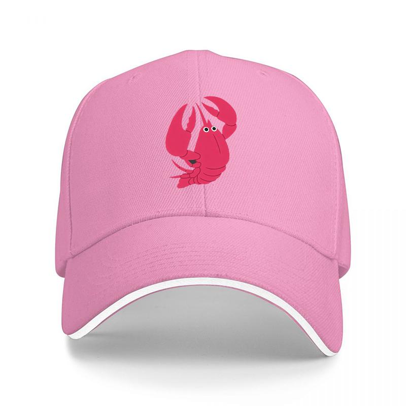 Crawfish Logo Black Baseball Cap with Pink Embroidered Design Adjustable Fit for Outdoor Activities and Casual Wear