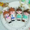 Charming Braided Girl Keychain Boy Girl Figurine Couple Creative Cartoon Rubber Key Ring Bag Charm