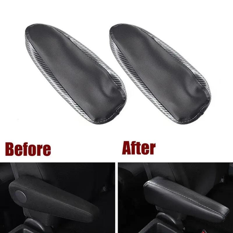CarHome 2pcs Car Seat Armrest Cover Trim For Toyota FJ Cruiser 2007-2012 Carbon Fiber Leather Cushion Cover Armrest Protector NE