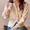 Maglione da Donna Scollo a V Cardigan a Maglia Autunno e Inverno Vita Stretta Corto