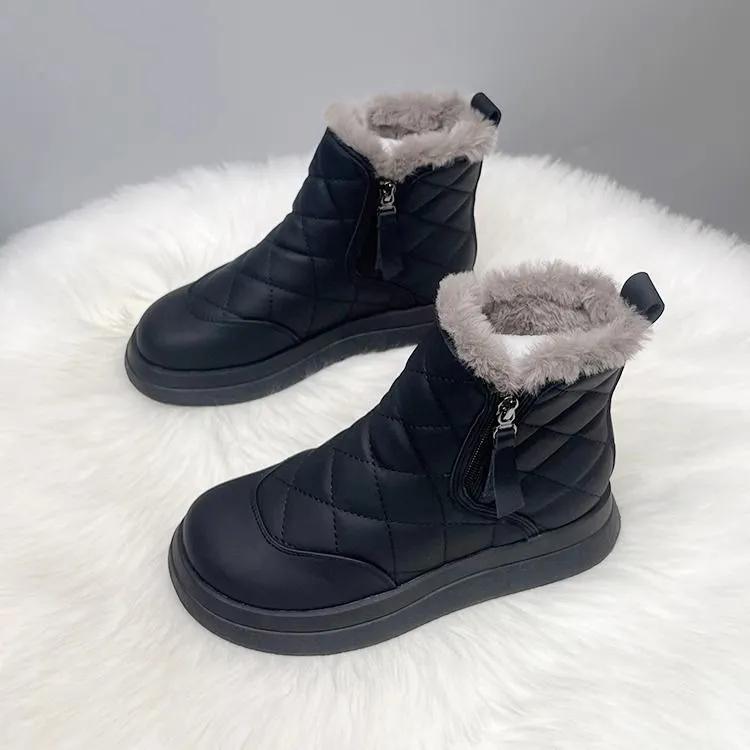 Winter Women's Snow Boots Velvet Thickened Large Cotton Shoes Waterproof Non-slip Cold-proof and Warm Short Boots